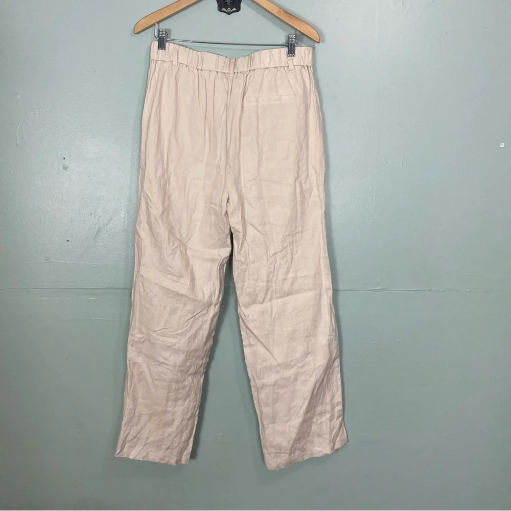 Quince Pleated‎ Linen Trouser Pants Cream Size 16